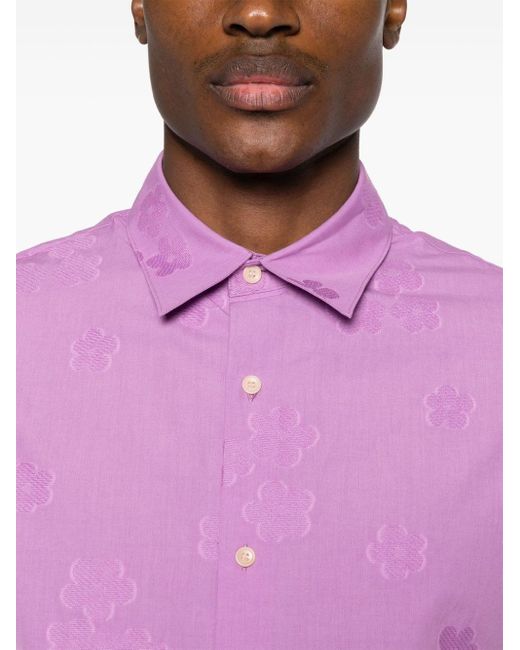 Sandro Pink Floral-embroidery Cotton Shirt for men