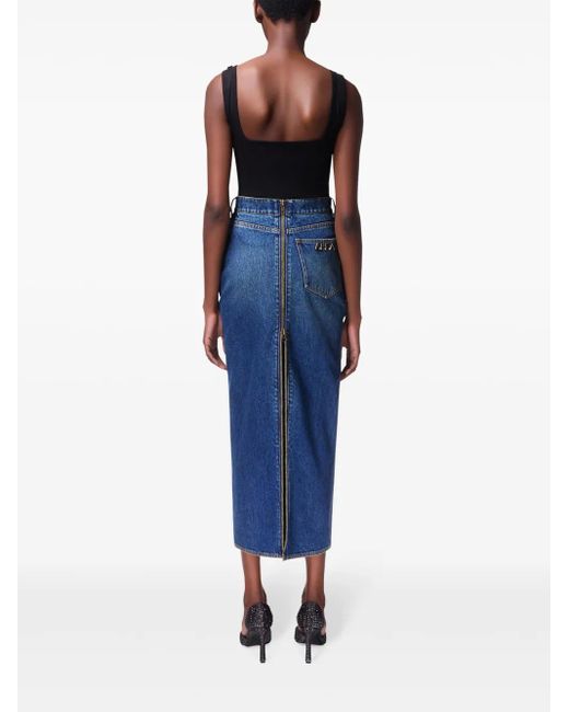 Area Blue Denim-Midirock Mit Logo-Anhänger