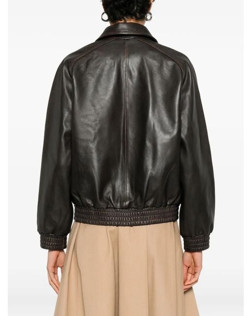 Maje Gray Buttoned Leather Jacket