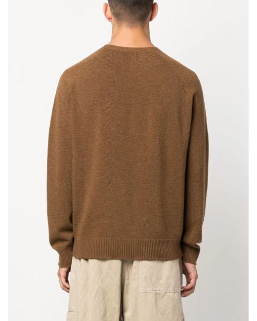 Jil Sander Brown Fine-Knit Wool-Cashmere Jumper for men