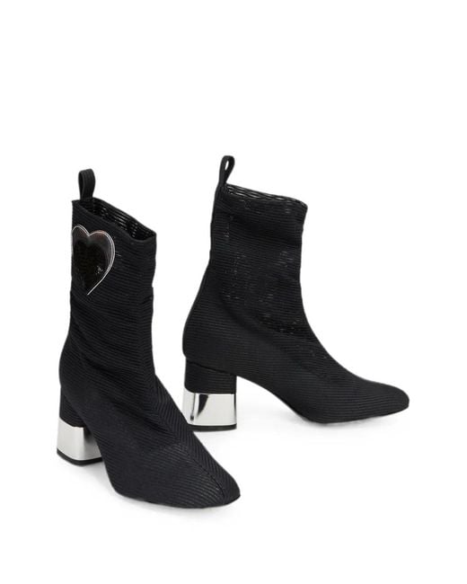 Moschino Black Bottes À Patch Cœur