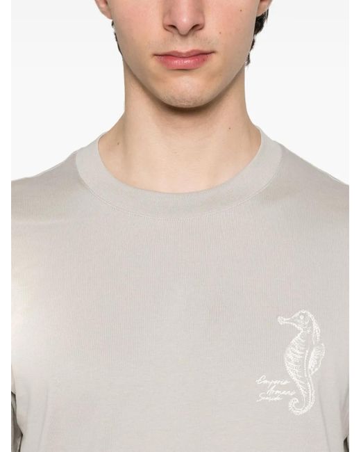 Emporio Armani White Logo-Embroidered T-Shirt for men