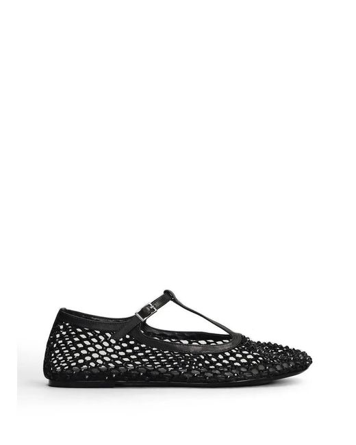 strategia shoes Black Crystal-Embellished Mesh Ballet Flats