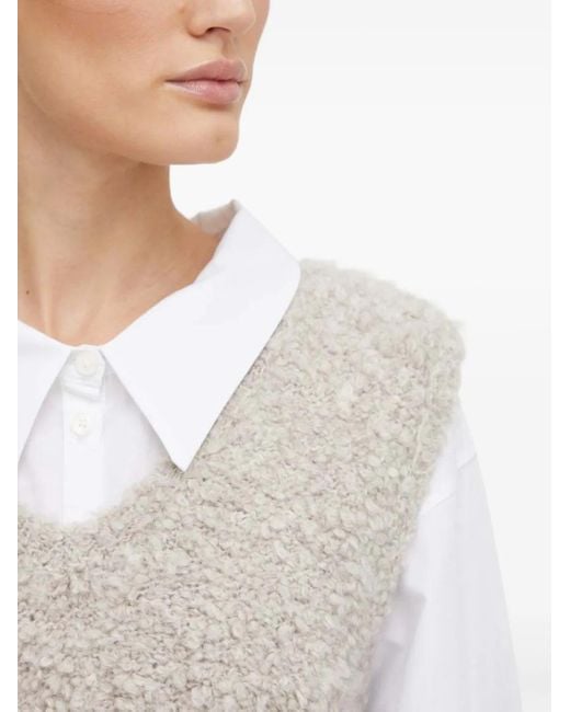 By Malene Birger White Textured V-Neck Vest