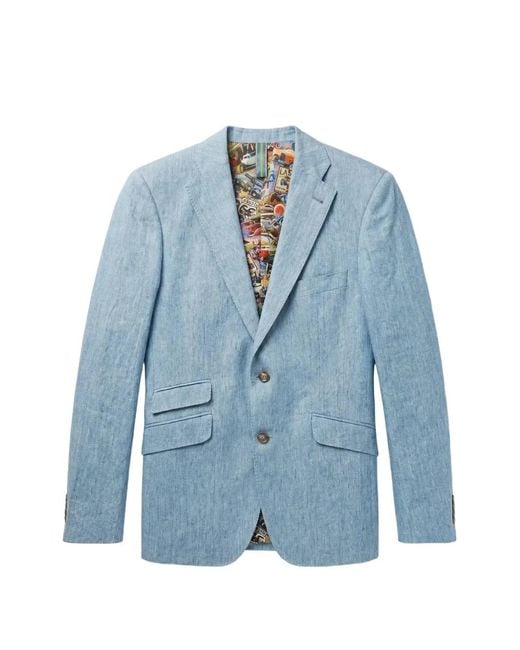 ABSEITS Blue Graphic-Inlay Tailored Blazer for men