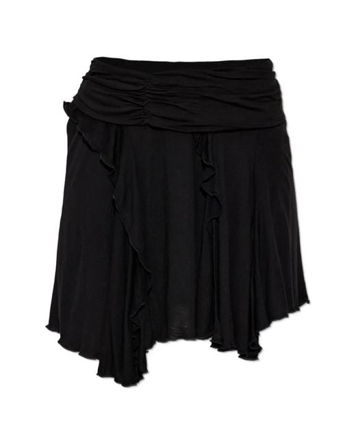 Isabel Marant Black Rosinda Ruched-Waist Ruffled Mini Skirt