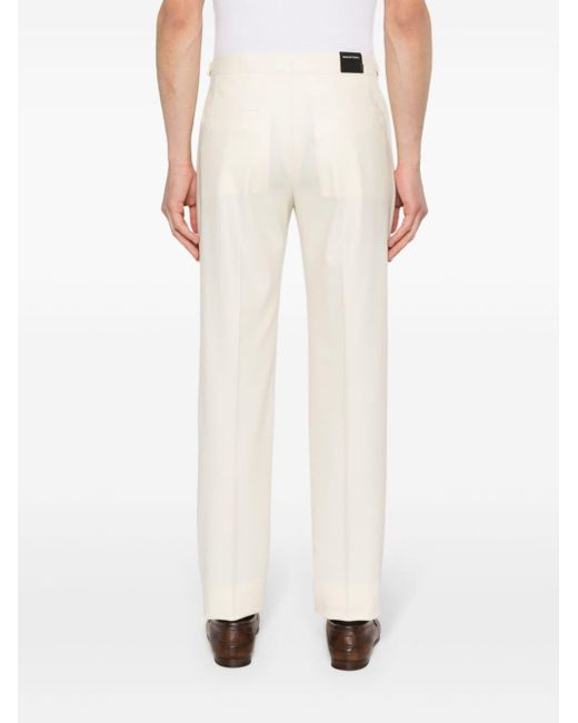 Tagliatore White Wool Tapered Trousers for men