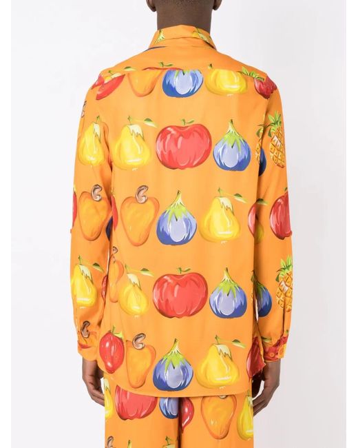 Amir Slama Orange Chemise À Imprimé Fruit