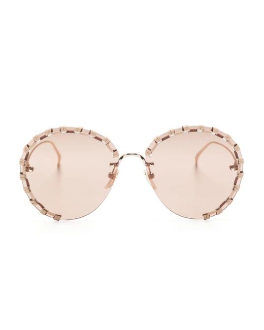 Chloé Pink Idora Round-Frame Sunglasses