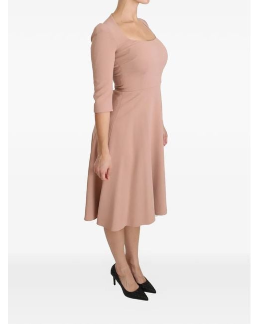 Dolce & Gabbana Pink A-Line Square-Neck Midi Dress