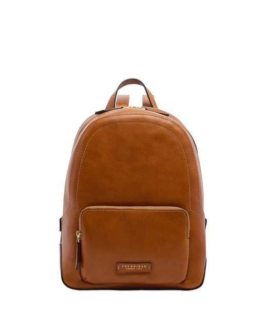 The Bridge Brown Larissa Front-Pocket Leather Backpack