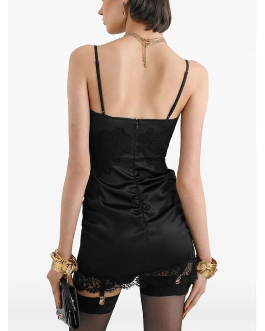 Dolce & Gabbana Black Lace-Trim Mini Dress