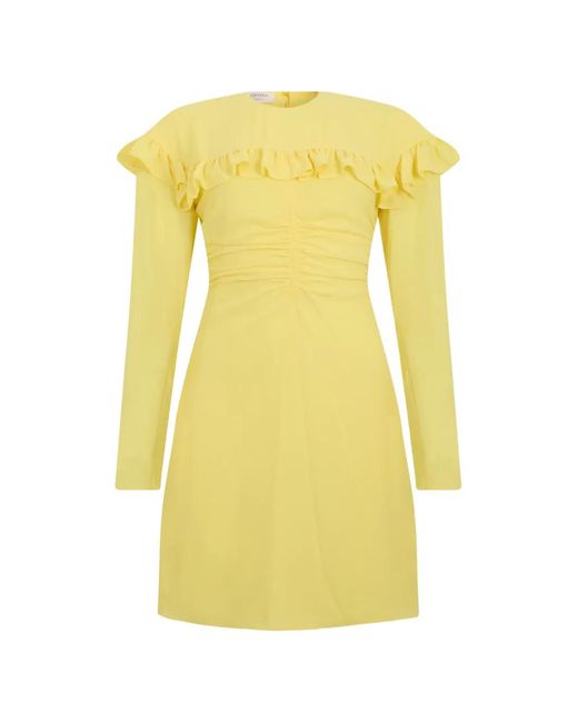 Philosophy Di Lorenzo Serafini Yellow Ruffled Long-Sleeve Dress