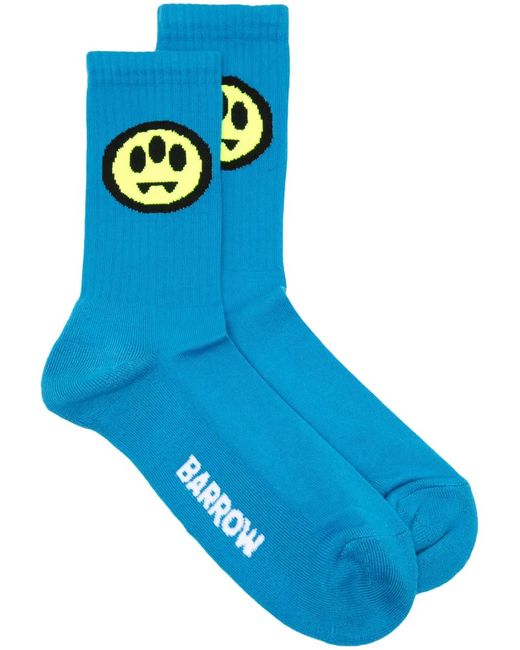 Barrow Blue Logo-Intarsia Ribbed Socks for men