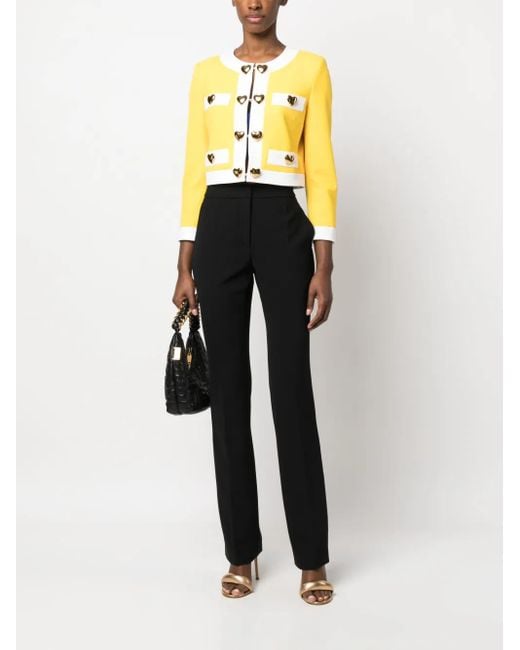 Moschino Metallic Crop Jacket With Applique