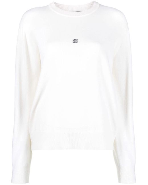 Givenchy White Pullover mit Intarsien-Logo