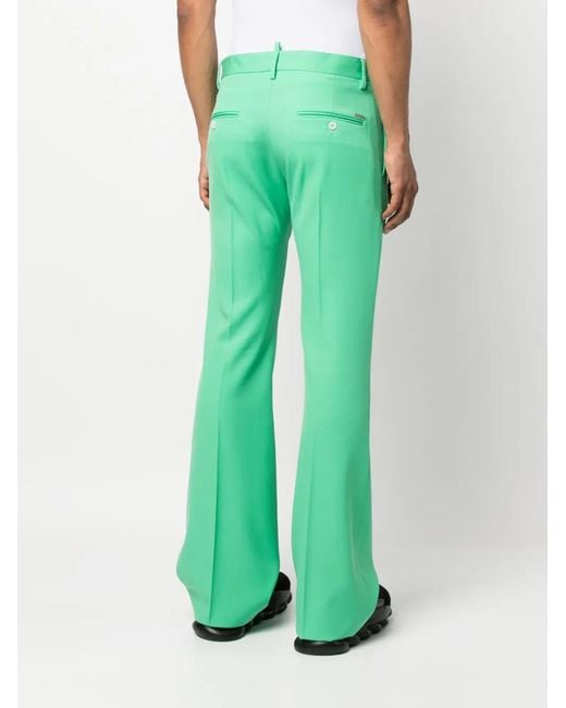 DSquared² Green Virgin-wool Flared Trousers for men