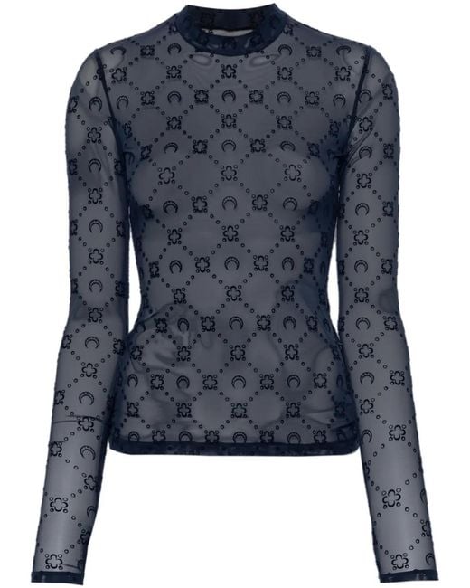 Marine Serre Moonogram Mesh Longsleeved Top in Blue | Lyst