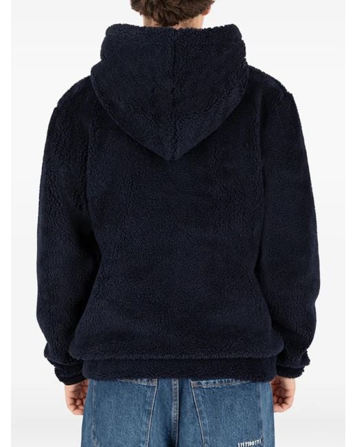 Pull Zippé En Maille Nervurée Et Capuche Societe Anonyme en coloris Blue