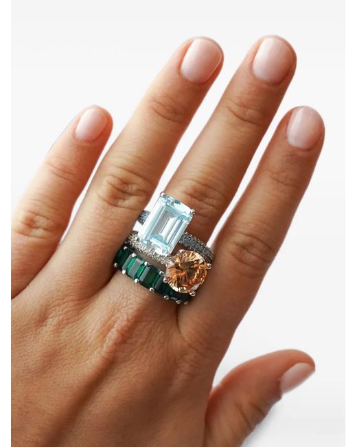 Izabel Display Green Rectangle-Crystals Ring