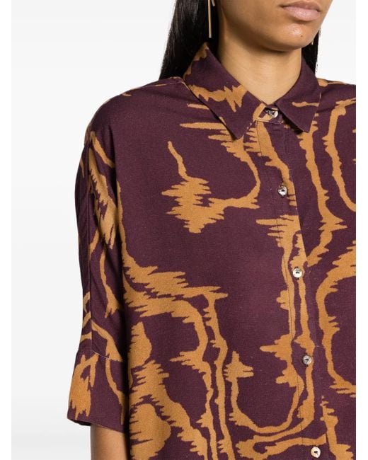 Lenny Niemeyer Brown Abstract-Print Short-Sleeve Shirt