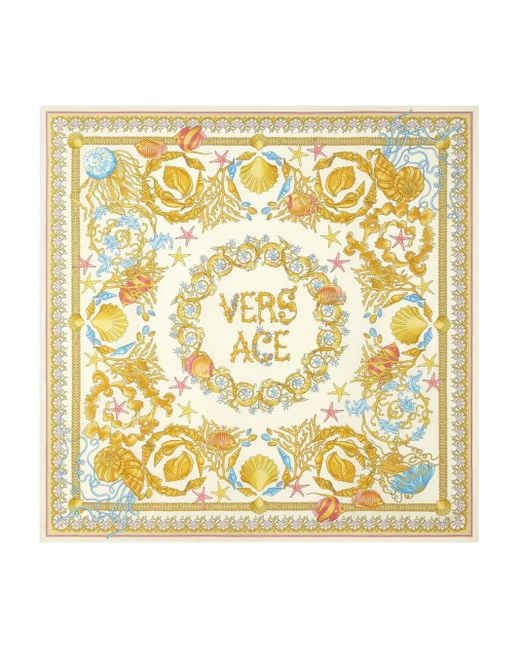 Versace Metallic Underwater Barocco Patterned Scarf