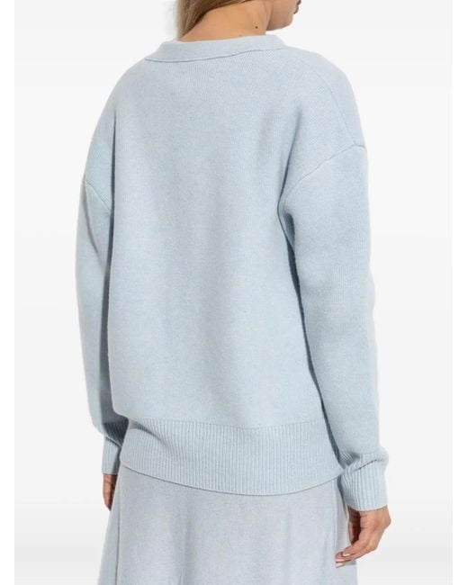 Lisa Yang Blue Ribbed Button Cardigan