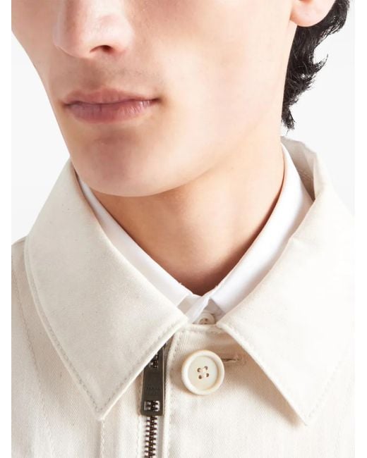 Prada Natural Herringbone Cotton Shirt Jacket for men