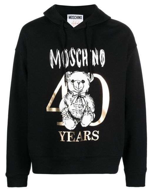 Moschino Black Logo-print Cotton Hoodie for men