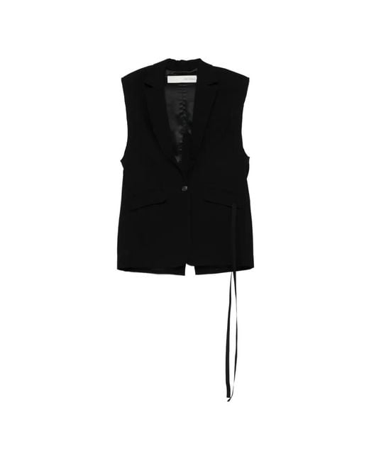 Isabel Benenato Black Tie-Detail Waistcoat