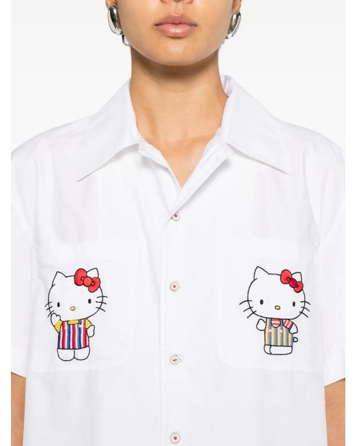 Péro White Pocket Embroidered Shirt