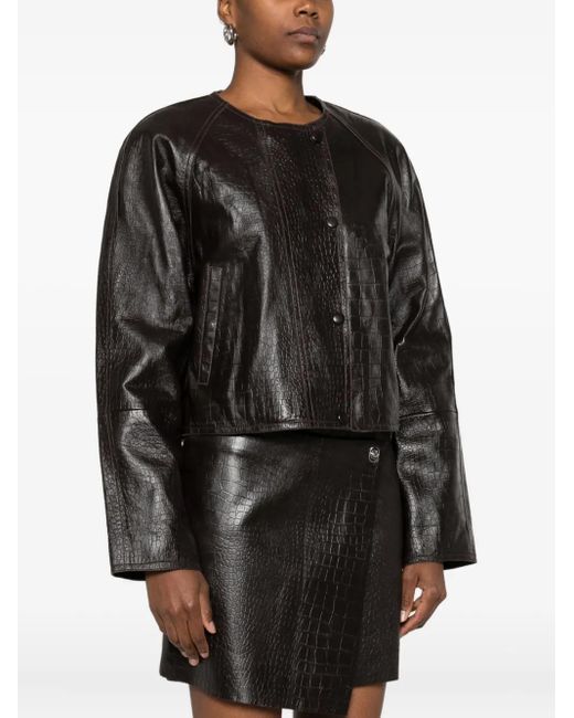 Stand Studio Gray Leather Coat