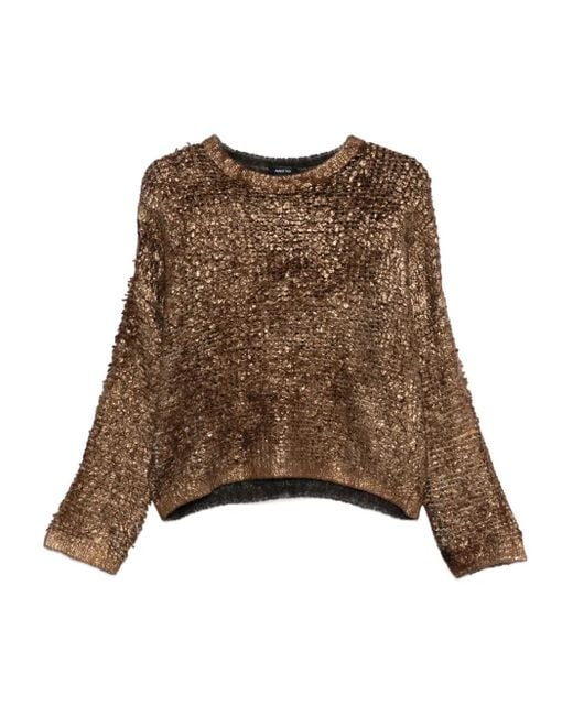 Avant Toi Trui Met Metallic Afwerking En Ronde Hals in het Brown