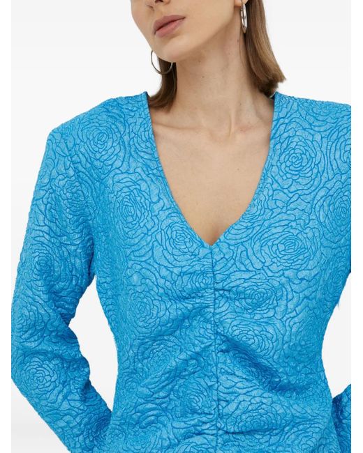 Gestuz Blue Floral Gathered Dress