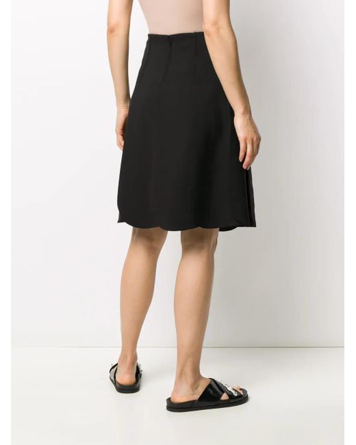 Valentino Garavani Black Pleated A-Line Skirt