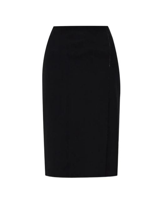 Jil Sander Black Midi Raw-Hem Skirt