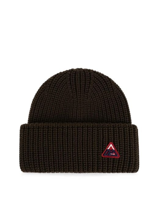 DSquared² Black Logo-Patch Ribbed Beanie Hat for men