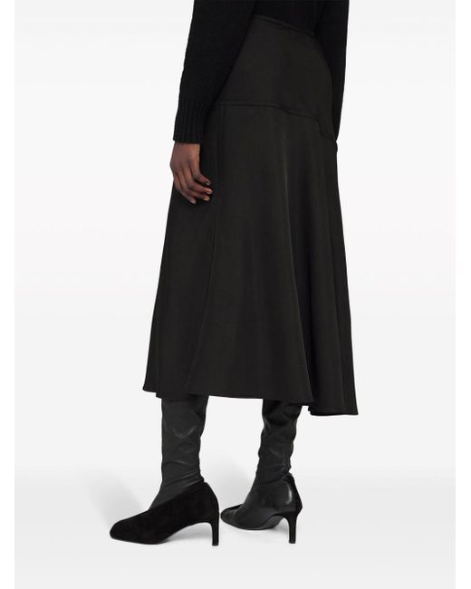 Jil Sander Black Sequin-embroidered Asymmetric Flared Midi Skirt