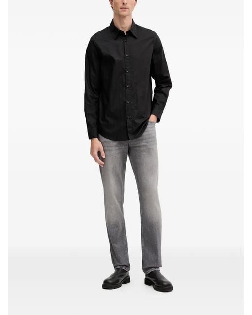 ARMANI EXCHANGE Black Patterned Buttoned Shirt for men