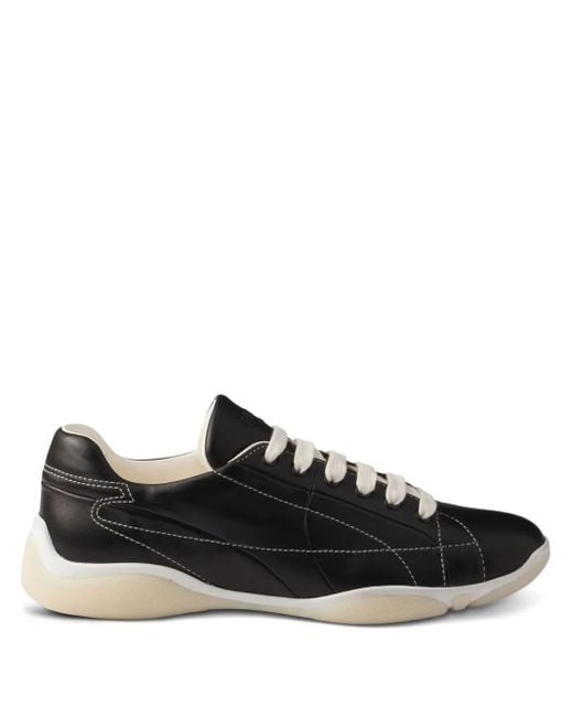 Prada Schwarze Sneakers Aus Nappaleder in Black für Herren