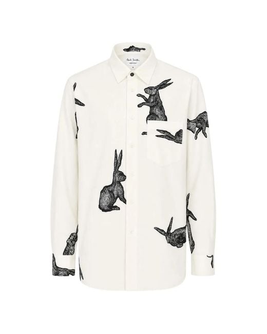 Paul Smith White Rabbit-Print Shirt for men