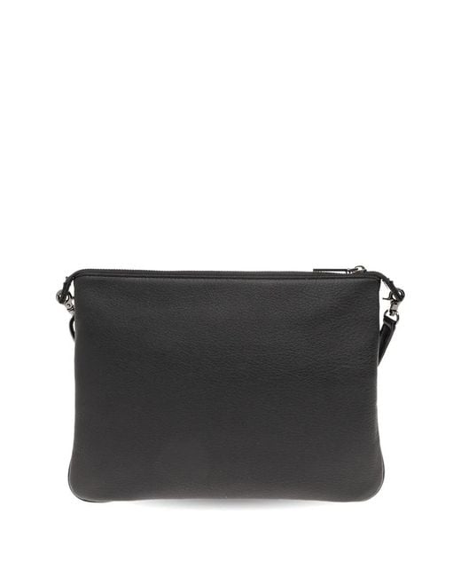 Discord Yohji Yamamoto Black Signature Logo-Embroidered Leather Messenger Bag
