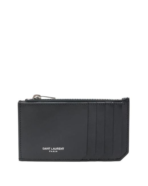 Saint Laurent Gray Zip-Top Card Holder for men