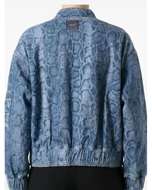 Liu Jo Blue Snake-Pattern Denim Jacket