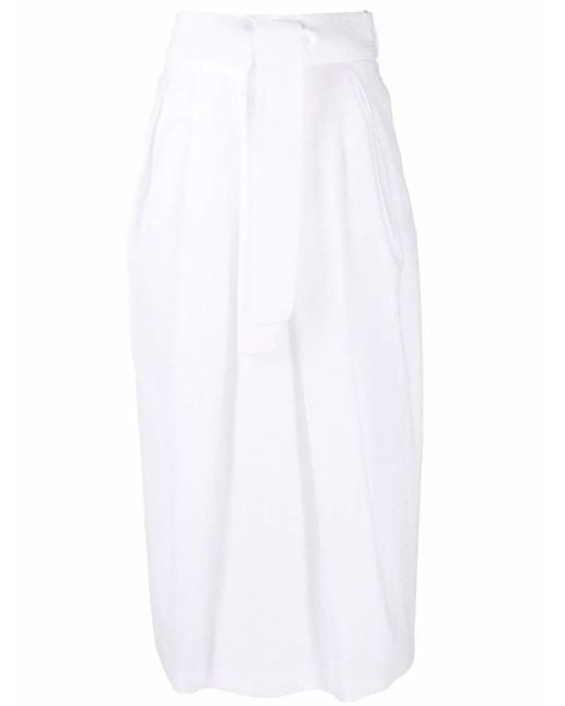 Fabiana Filippi White Belted Cotton Midi Skirt