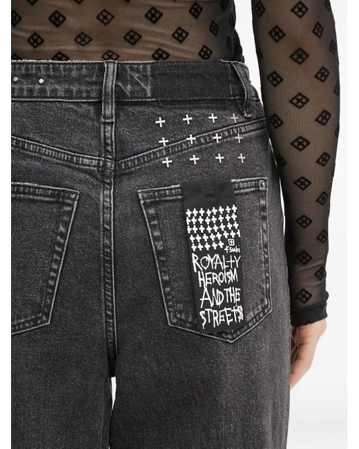 Ksubi Black Strider Stretch Lovestruck Cross Detail Jeans