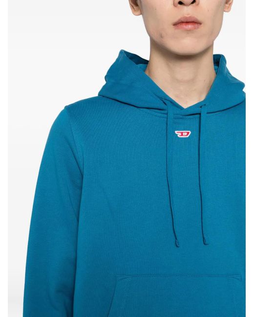 DIESEL Blue Logo-Patch Hoodie for men