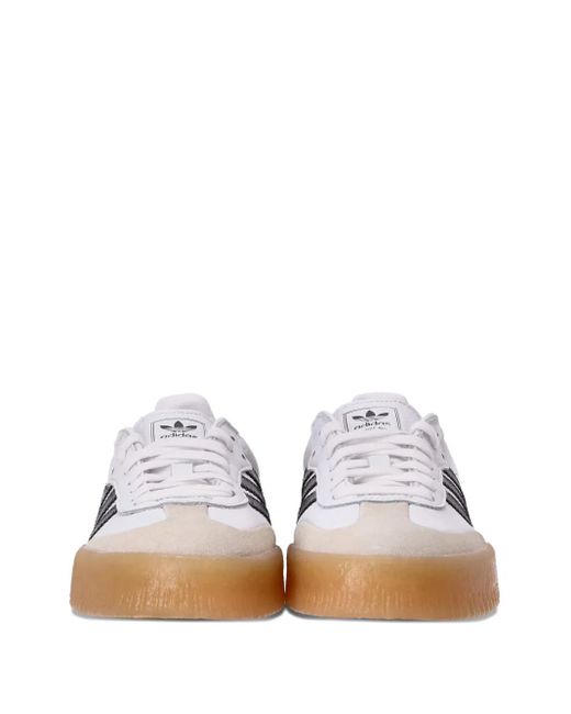 Adidas White Sambae Leather Sneakers