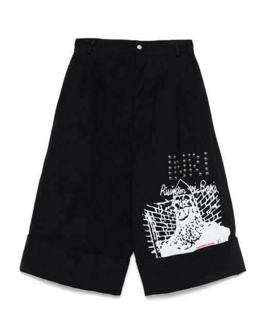 メンズ RRR123 グラフィック ショートパンツ Black