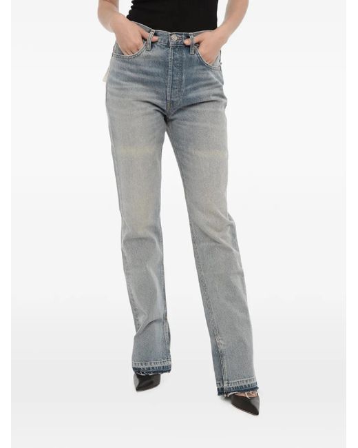 Re/done Blue Straight-Leg Split-Ankle Jeans